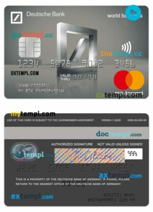 Germany Deutsche Bank world business platinum mastercard template in PSD format