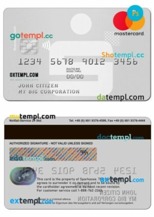 Germany Sparkasse Business Credit MasterCard template in PSD format