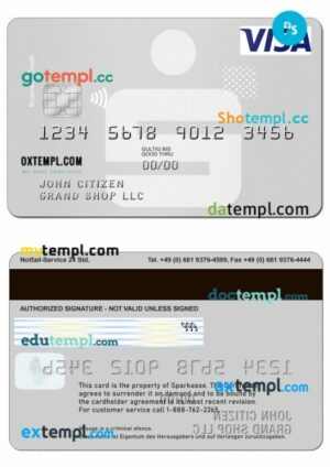Germany Sparkasse Business Credit Visa template in PSD format
