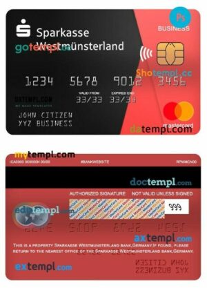 Germany Sparkasse Westmunsterland bank business mastercard template in PSD format