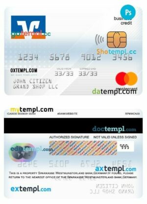 Germany Volksbank business credit mastercard template in PSD format