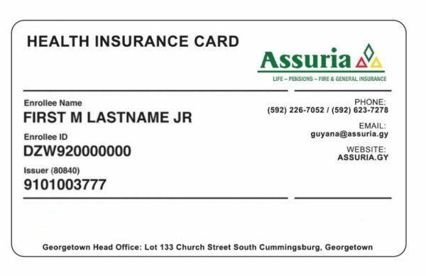 Guyana health insurance card template in PSD format