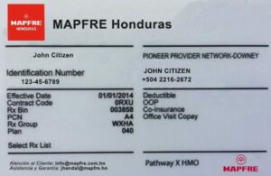 Honduras health insurance card template in PSD format