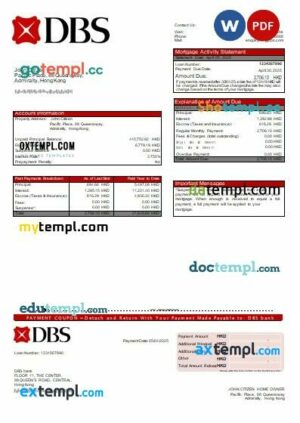 Hong Kong DBS bank mortgage statement in Word and PDF formats