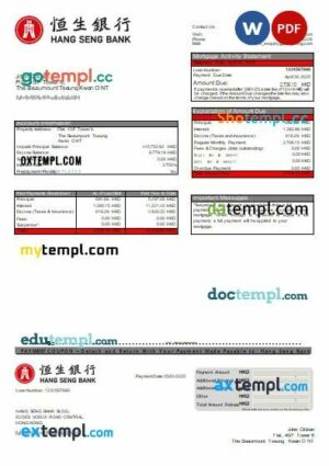 Hong Kong Hang Seng bank mortgage statement in Word and PDF formats