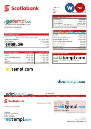 Hong Kong Scotiabank bank mortgage statement in Word and PDF formats