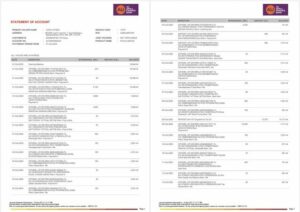 India AU Small Finance Bank statement of account Word and PDF template, 2 pages