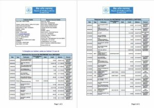 India Bank of Maharashtra statement of account Word and PDF template, 2 pages