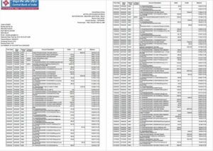 India Central Bank of India statement of account Word and PDF template, 2 pages