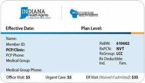 Indiana health insurance card template in PSD format