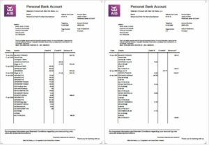 Ireland Allied Irish Banks (AIB) statement of account Word and PDF template, 2 pages