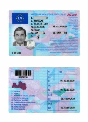 Latvia driving license PSD editable template