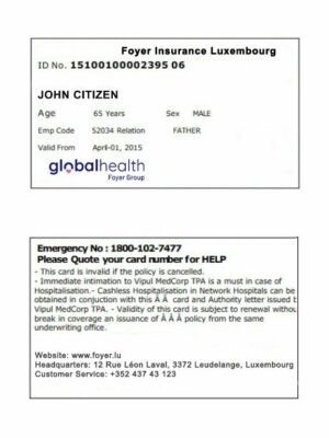 Luxembourg health insurance card template in PSD format