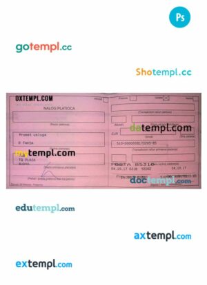 Montenegro arrival card template in PSD format