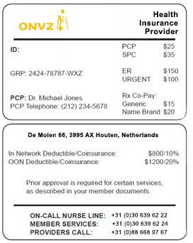 Netherlands health insurance card template in PSD format