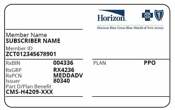 New Jersey health insurance card template in PSD format