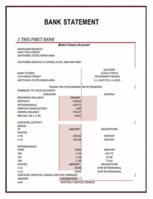 Nigeria First Bank statement Word and PDF template