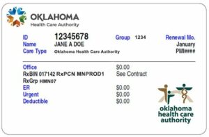 Oklahoma health insurance card template in PSD format