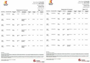 Pakistan Mobilink Microfinance Bank statement of account Word and PDF template, 2 pages