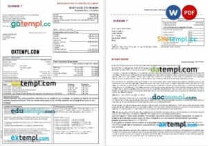 Pakistan Silkbank mortgage statement in Word and PDF formats, 3 pages