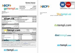 Peru Banco de Credito (BCP) mortgage statement in Word and PDF formats