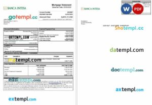 Poland Banca Intesa mortgage statement in Word and PDF formats