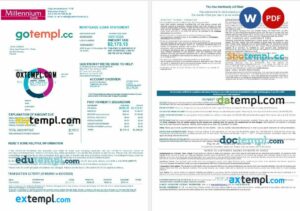 Poland Millennium bank mortgage statement in Word and PDF formats