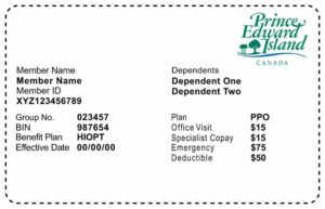 Prince Edward Island health insurance card template in PSD format