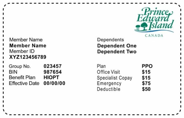 Prince Edward Island health insurance card template in PSD format