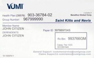 Saint Kitts and Nevis health insurance card template in PSD format