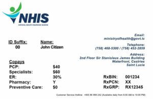 Saint Lucia health insurance card template in PSD format