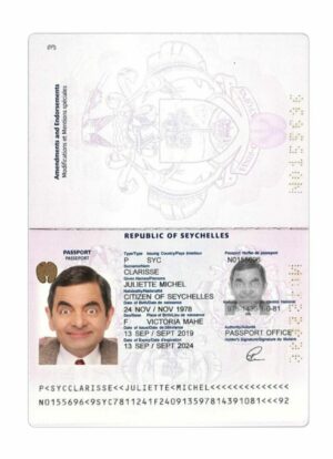 Seychelles passport PSD template
