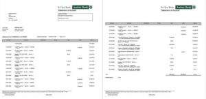 Sri Lanka Amana Bank statement of account Word and PDF template, 2 pages