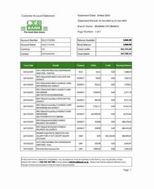 Tanzania CRDB Bank account statement Word and PDF template, version 2