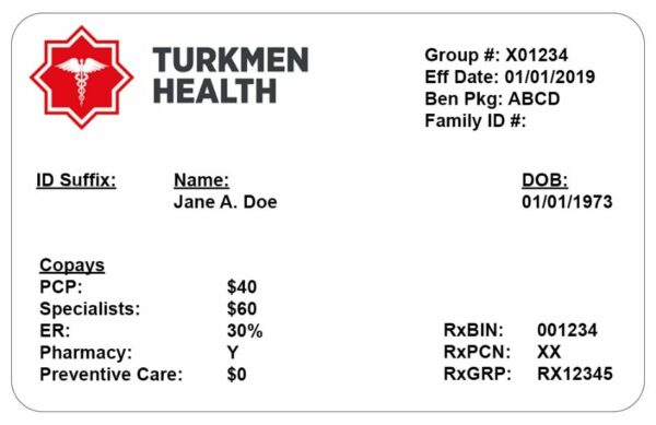 Turkmenistan health insurance card template in PSD format