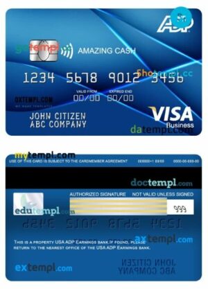 USA ADP Earnings bank visa business amazing cash card template in PSD format