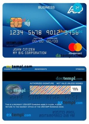 USA ADP Earnings business mastercard template in PSD format