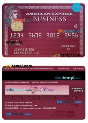 USA BB&T Corp. bank amex business card template in PSD format