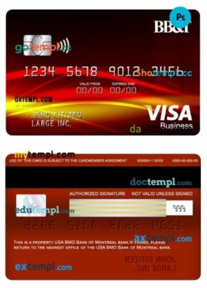 USA BB&T Corp. bank visa business card template in PSD format