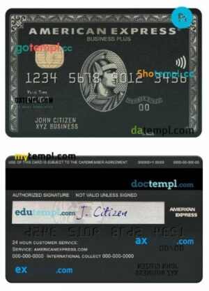USA BMO Bank of Montreal bank amex black business plus card template in PSD format