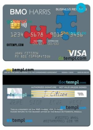 USA BMO Harris Bank visa business rewards card template in PSD format