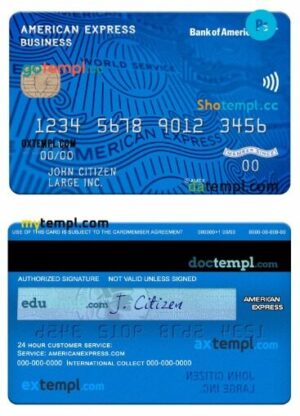 USA Bank of America bank american express Business card template in PSD format