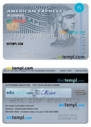 USA Bank of the West bank amex business platinum card template in PSD format