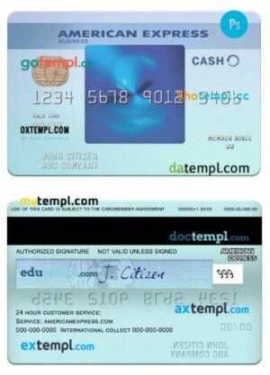 USA California BlueVine bank Blue Business Cash Everyday® Card from Amex template in PSD format