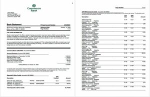 USA Commerce Bank statement Word and PDF template, 2 pages