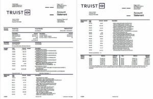USA Truist Bank account statement Word and PDF template, 2 pages