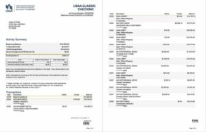 USAA Federal Savings Bank statement Word and PDF template, 2 pages