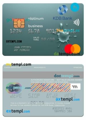 Uzbekistan KDB Bank platinum business mastercard template in PSD format