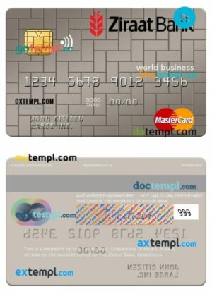 Uzbekistan Ziraat Bank world business mastercard template in PSD format
