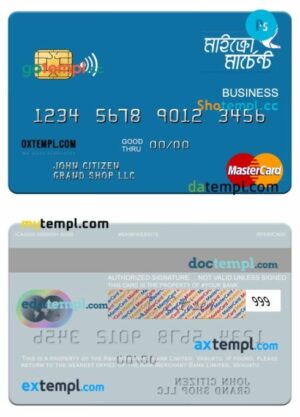 Vanuatu Asia Merchant Bank Limited business mastercard template in PSD format